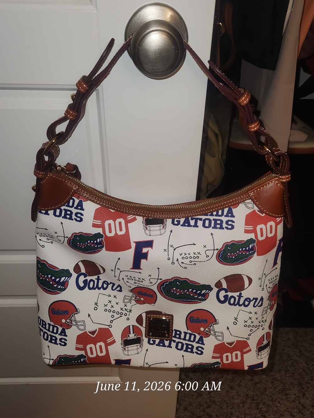 Dooney & Bourke Florida Gators Print Hobo with Brown Trim